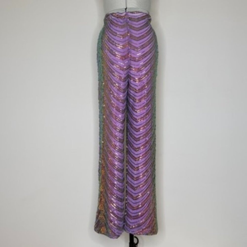 Purple Sequin Wide Leg Pants